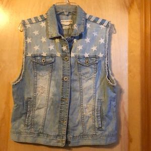 Denim distressed vest